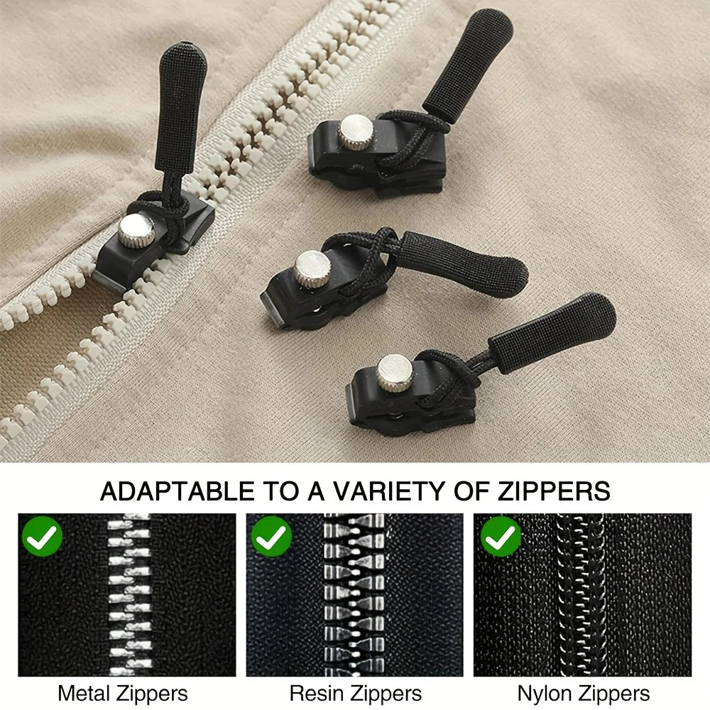9pcs Zipper Repair Kit, Quick Install Zipper Heads, Detachable Replacement Zip Tops, Interchangeable Plastic Zipper Pulls Qme