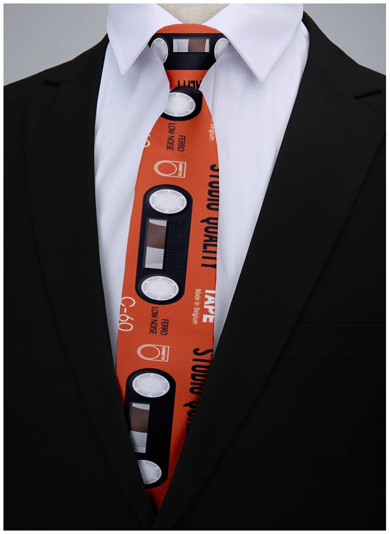 Interesting Old-fashioned Cassette Music Tape Tie Design Irregular Qme