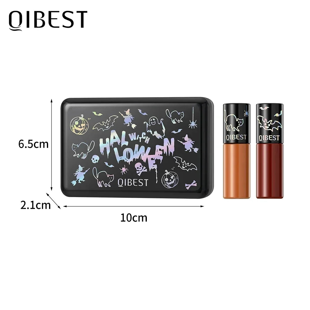 QIBEST Velvet Matte Lipstick Sets Waterproof Long-Lasting Sexy Red Non-Stick Cup Lipgloss Black Orange Lip Tint Makeup Kits Qme