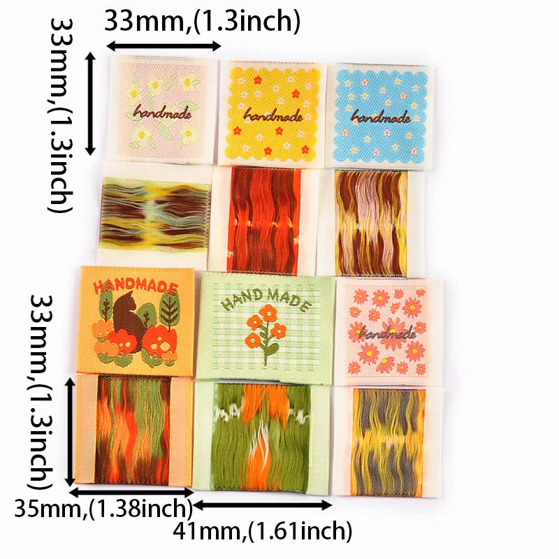 30pcs 33-41mm Colorfull Mix Flower Pattern Labels For DIY Clothes Bag Decoration Delicate Sewing Accessories Without Gum cp4179 Qme