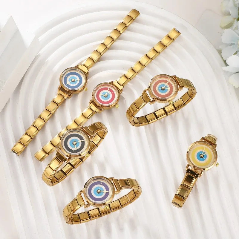 Wholesale Women Devil Eyes Casual Watches Fashion Colorful Round Dial Stainless Steel Strap Watch For Womens Clock（Without Box） Qme