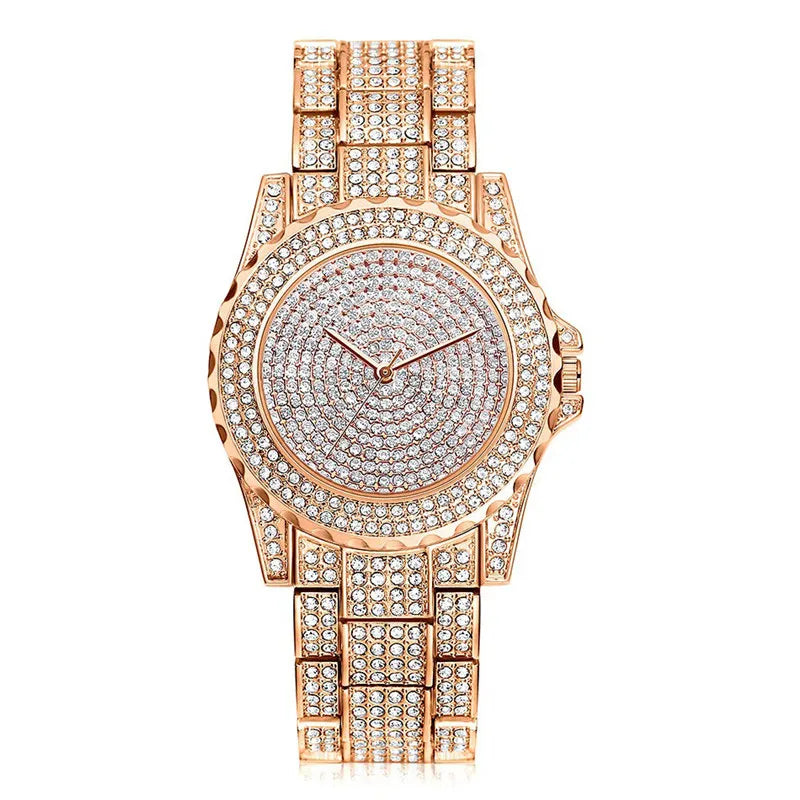 Fashion Crystal Full Steel Women Watches Ladies Wristwatch Quartz Woman Qme Rose