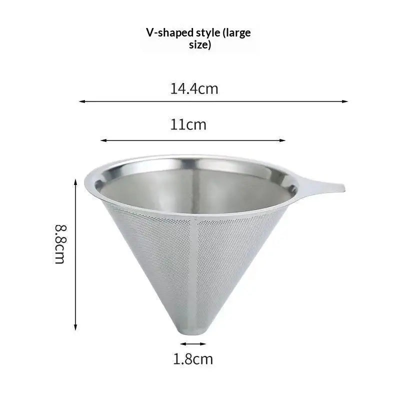 Reusable Stainless Steel Pour Over Coffee Filter Paperless Fine Mesh Qme C