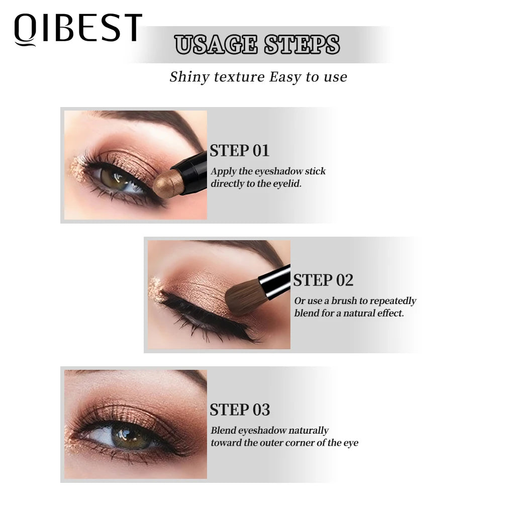QIBEST 8 Colors Eye Shadow Stick Makeup Sets Shimmer Glitter Dimensional Natural Without Taking Off Eyeshadow Cosmetics Kits Qme