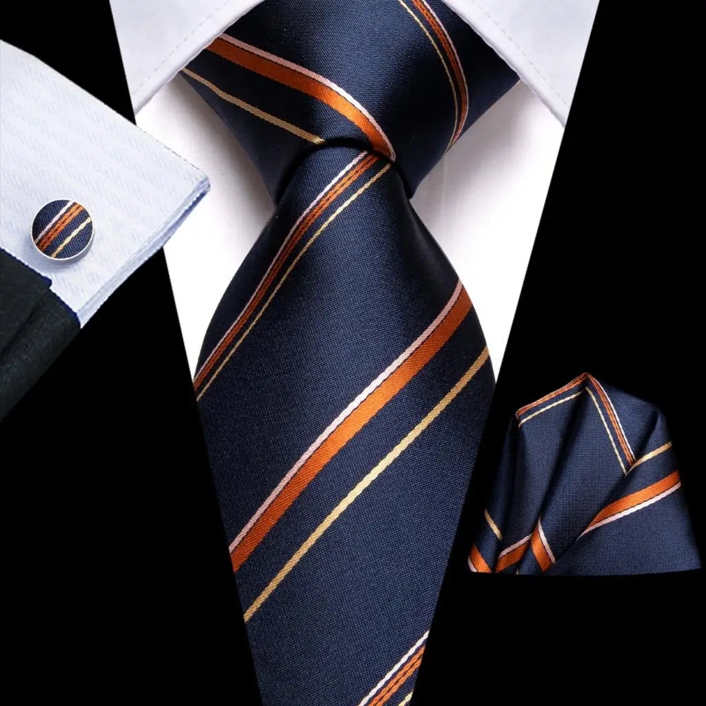 Blue Business Solid Plaid Striped Men's Tie Necktie Ties Men Formal
