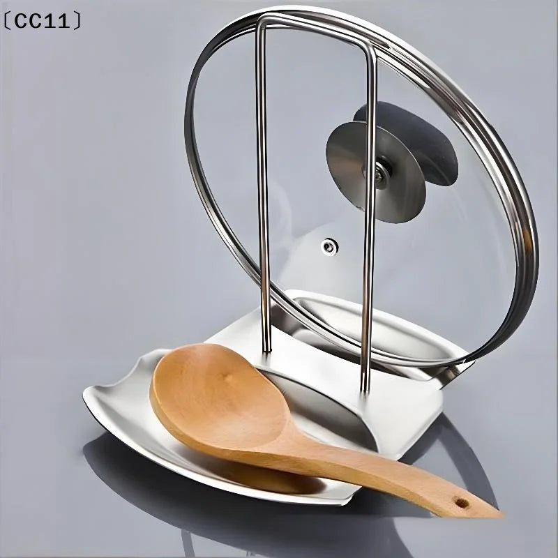 Stainless Steel Pot Lid Holder Kitchen Storage Rack Utensils Dish Qme