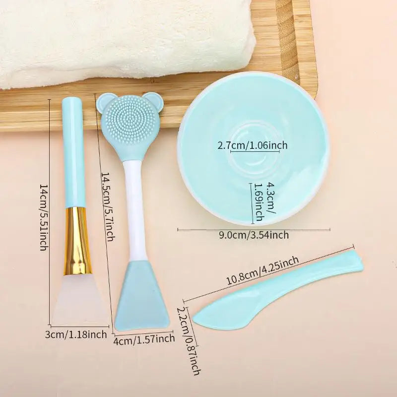 Face Mask Mixing Bowl DIY Facemask Tool Facial Stick Spatula Silicone Qme