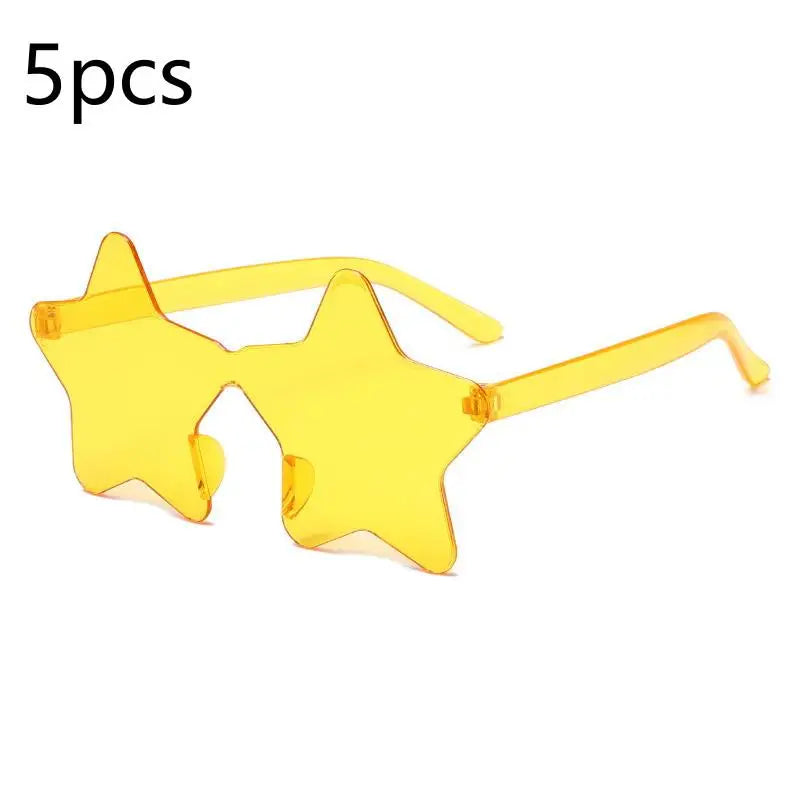 Star Shaped Rimless Sunglasses Colorful Transparent Party Glasses Qme A9