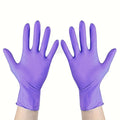 100PCS Disposable Nitrile Waterproof Gloves Dish Washing Kitchen Household Gloves Protective Gloves Multiple Colors Available Qme Purple XL-100pcs