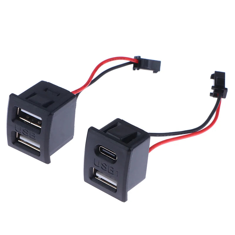 USB Female Base Type-c Black Double-layer Socket Lamp Charging Power Qme
