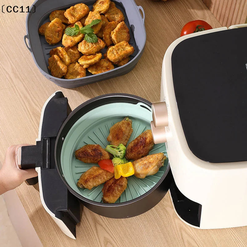 Foldable Air Fryer Silicone Mould Reusable Basket Food Safe Non Stick Qme