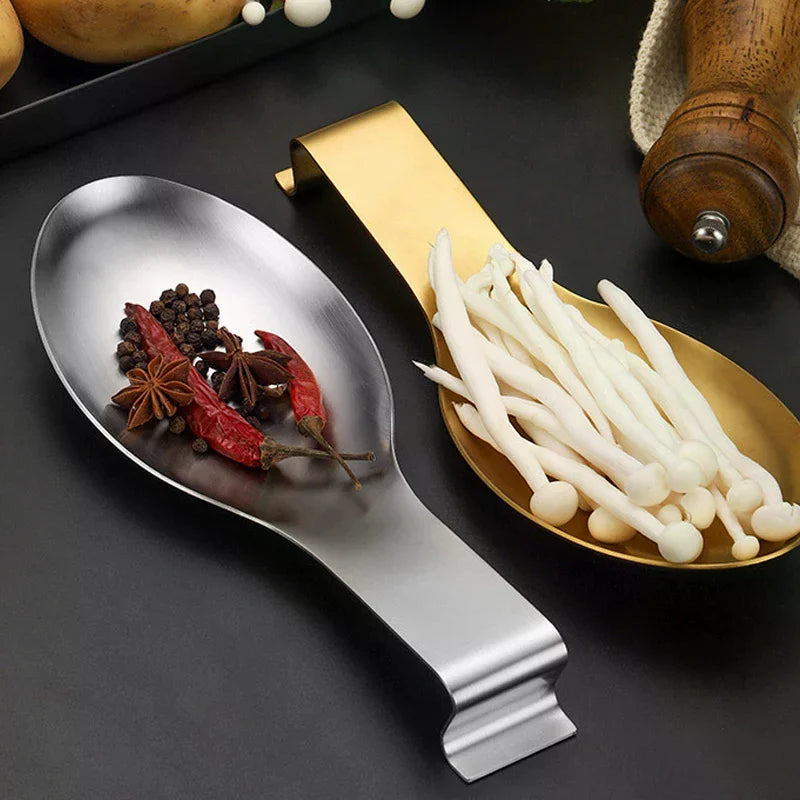 Fish Shape Spoon Rest Thickened Stainless Steel Tableware Spoon Shelf Buffet Clip Tray Hotel Restaurant Kitchen Utensil Holder Qme