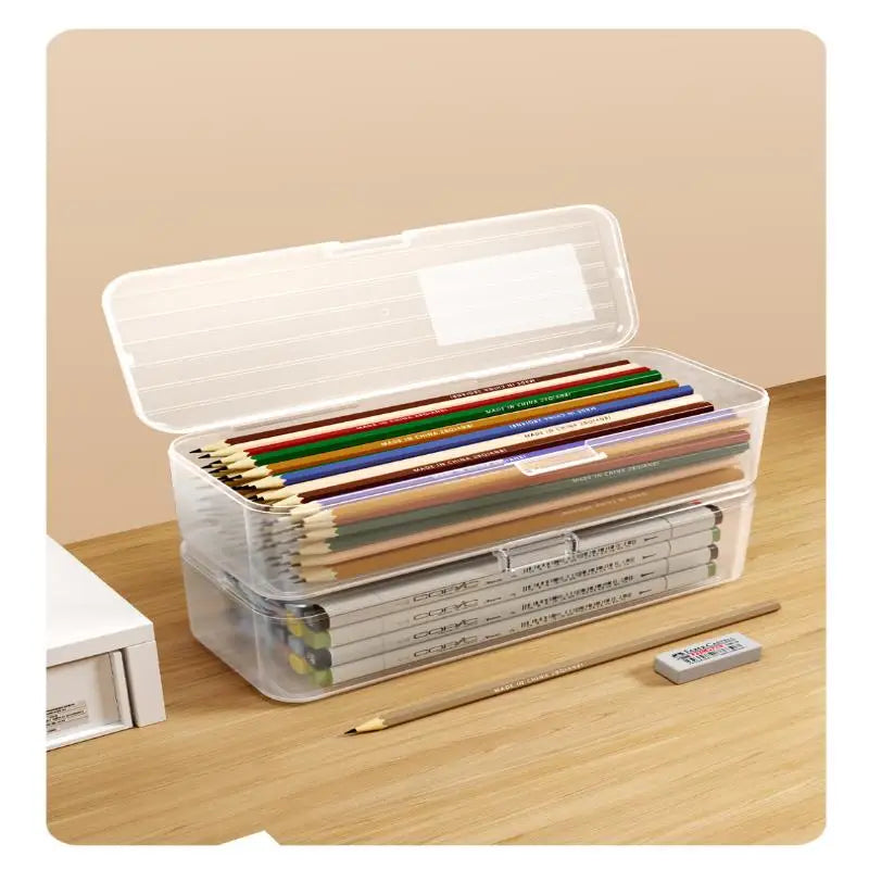 Student Simple Stationery Box Pencil Case Water Pen Transparent Holder Qme