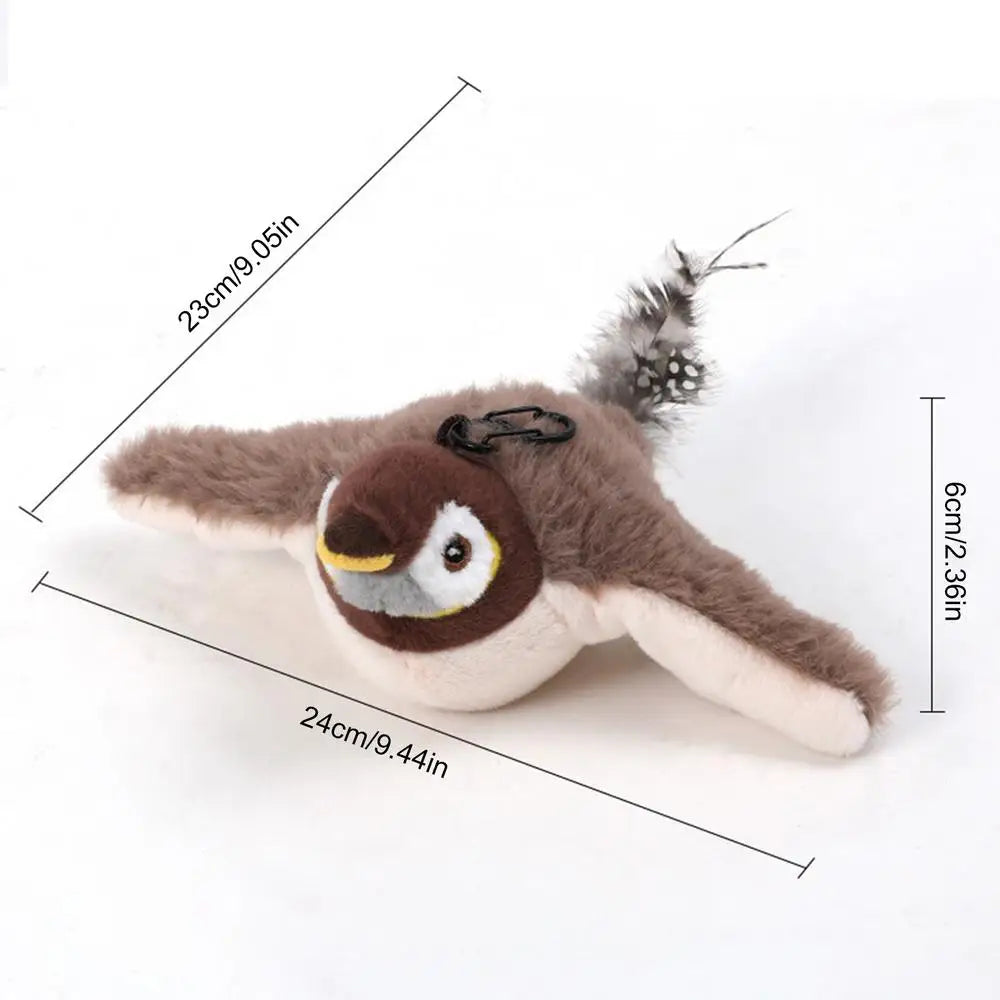 Chirping Bird Cat Toy Cat Toy Simulation Bird Toy Sparrow Flapping Wings Kitten Toys Vivid Chirping Rechargeable Interactive Cat Qme as shown