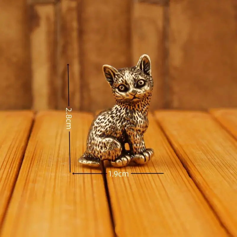 Vintage Brass Cat Ornaments Office Desktop Decoration Ornaments Cat Tea Pets Metal Cat Ornaments Handicrafts HomeDecor Wholesale Qme