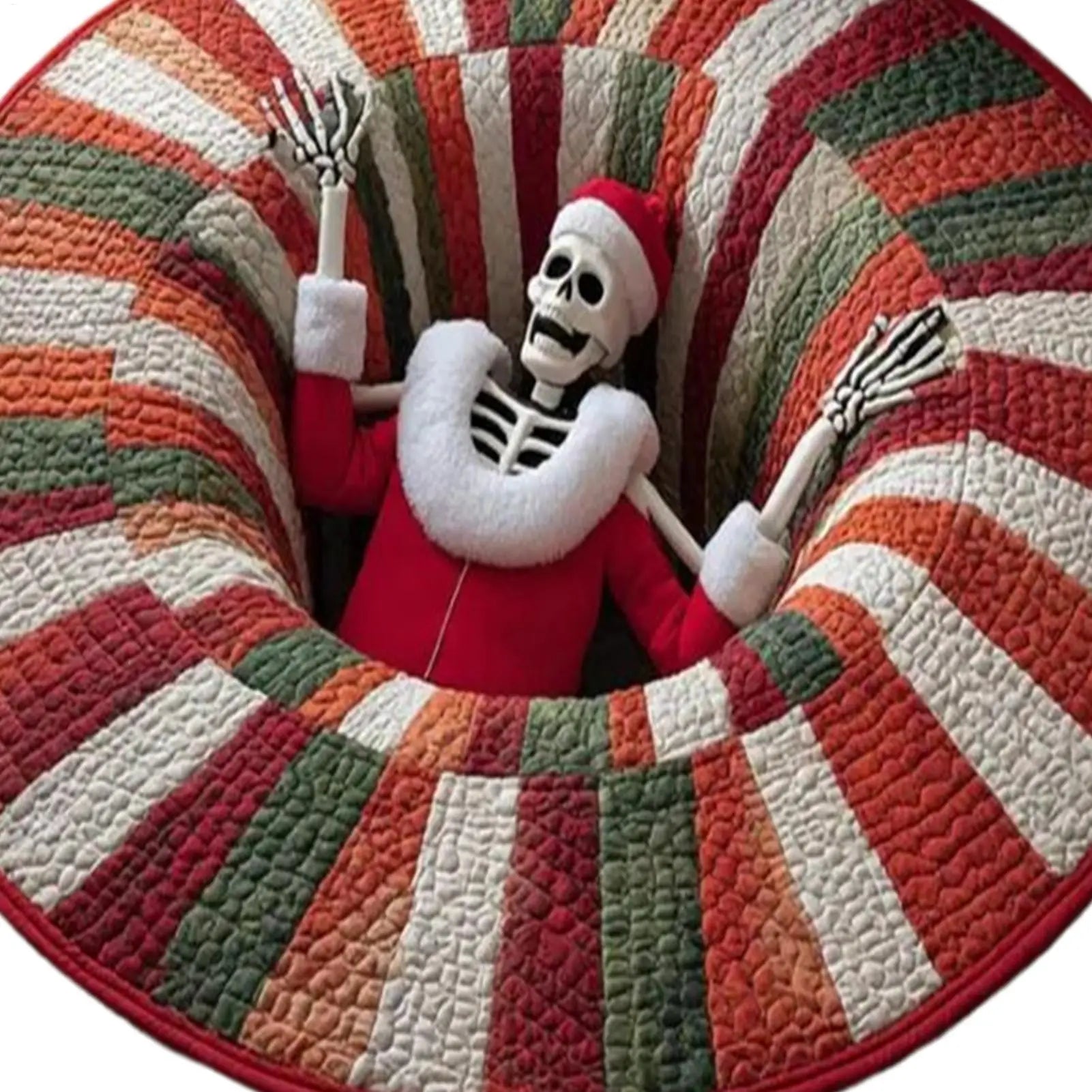 3D Rug Mat Floor Christmas Decor Round Quilted Holiday Bathroom Qme