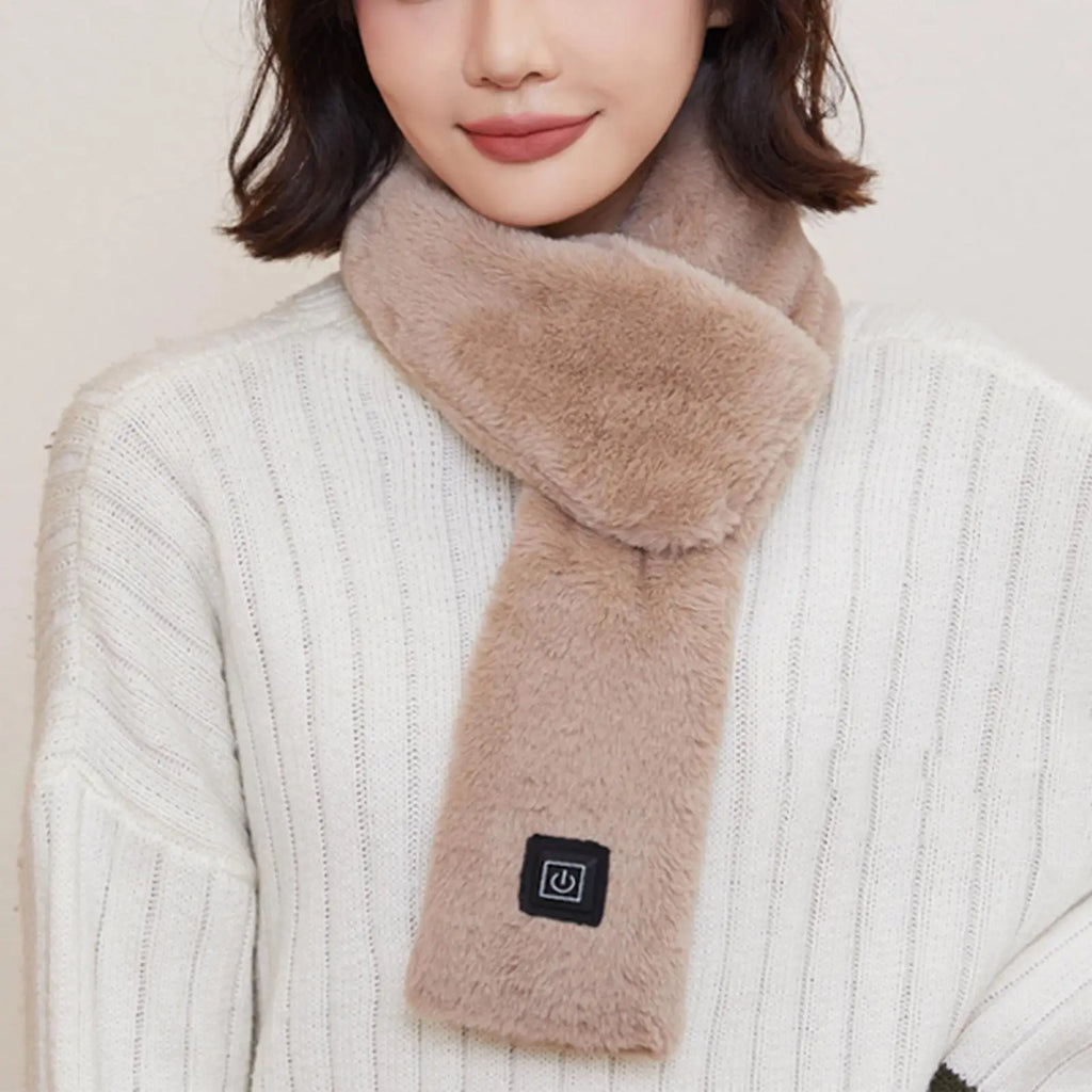 Electric Heated Scarf USB Charging Soft Heating Neck Wrap Winter Electric Scarf with 3 Temperature Settings for Women Qme