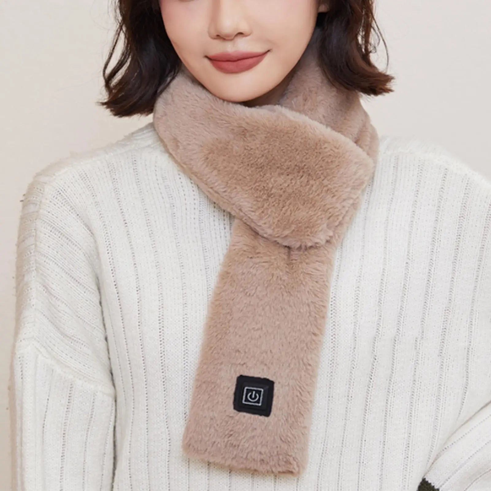 Electric Heated Scarf USB Charging Soft Heating Neck Wrap Winter Electric Scarf with 3 Temperature Settings for Women Qme