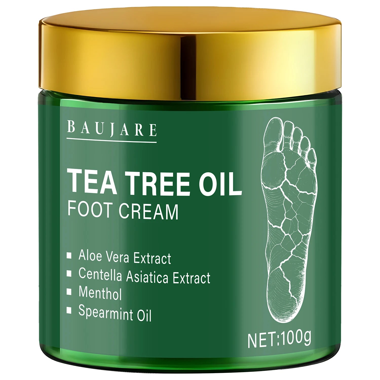 Tea Tree Oil Foot Cream with Aloe & Menthol - Moisturizes & Softens Skin with Hyaluronic Acid & Retinol Qme Gold 100g