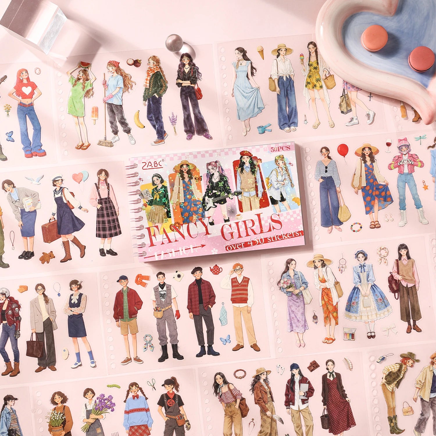 Fashion Youth Series Die-Cut Stickers Book 50 Sheets for DIY Decorative Scrapbooking Diary Album Aesthetic Stationery Stickers Qme 2B
