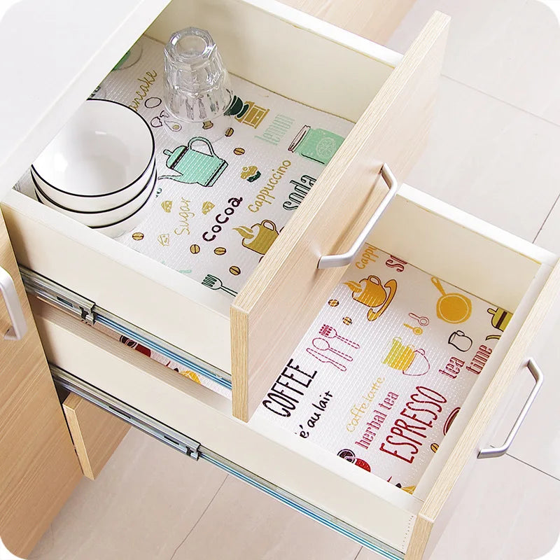 1 Roll Can Cut Table Mat Drawers Cabinet Shelf Liners Cartoon Cupboard Placemat Waterproof Oil Thickened Kitchen Stickers Qme