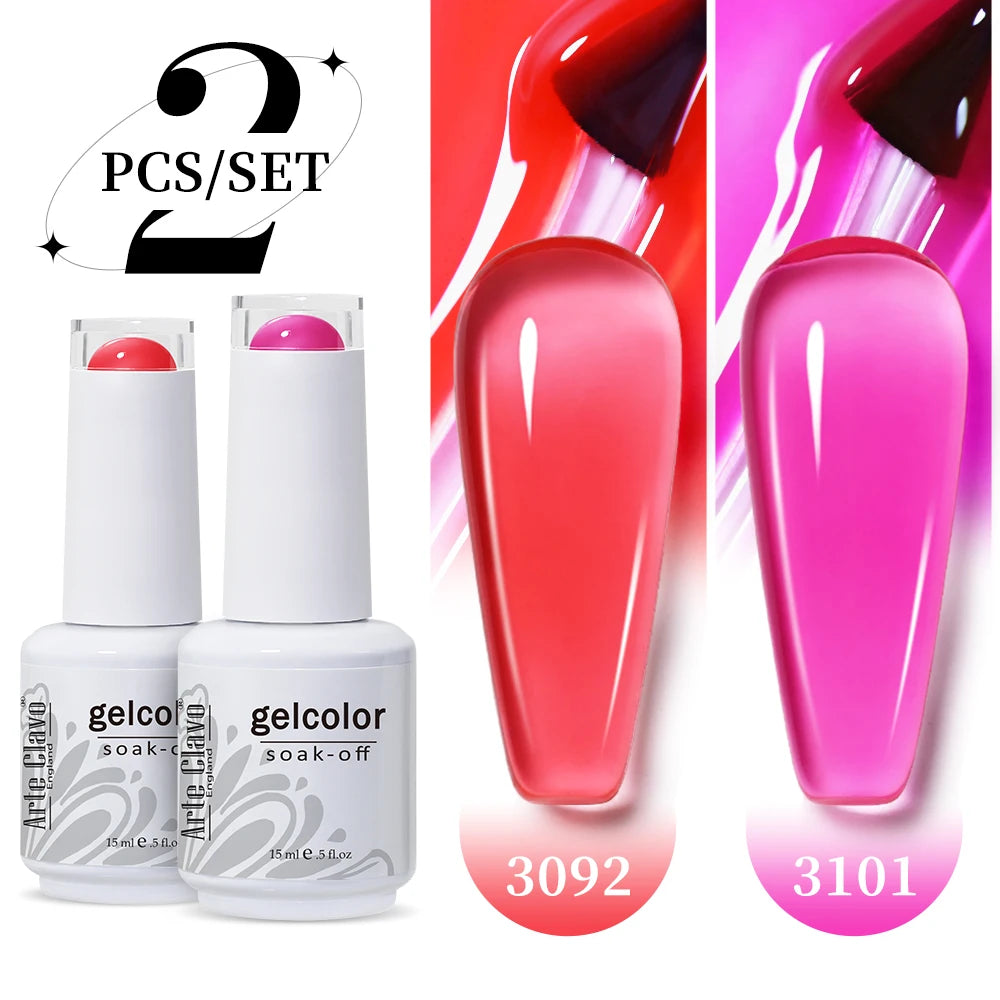 Arte Clavo Jelly Nail Gel Polish Supplies Purple Pink Red Blue Green Qme 3092-3101
