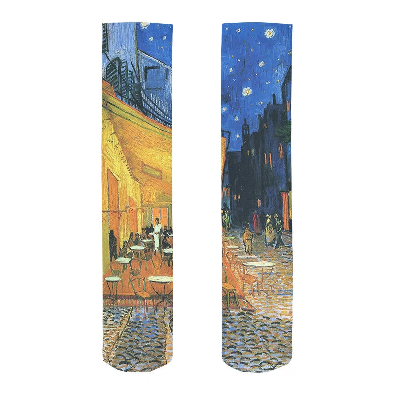 Van Gogh Mural World Famous Painting Sunflower Stockings Women Qme style3