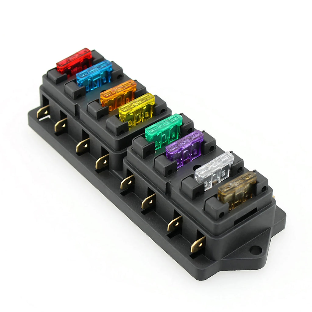 8 Way Box Holder Block with 8 Standard Fuses for Car Truck Boat Vehicle 12V/24V/32V Blade Blocks \u0026amp amp Holders Qme A