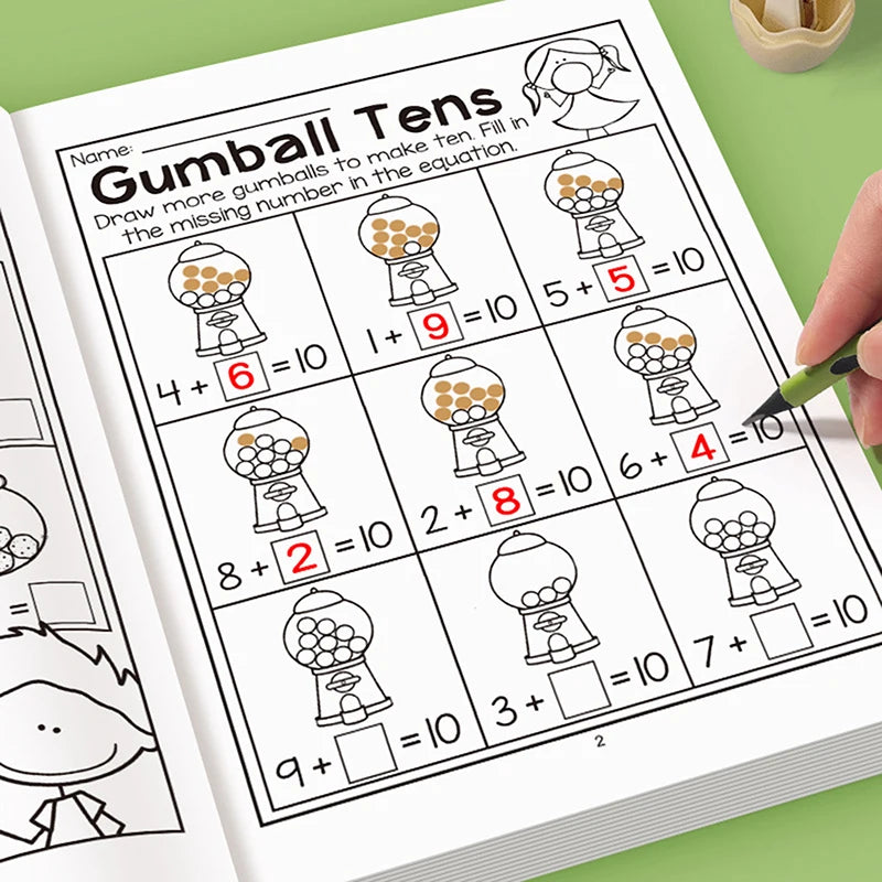 32-Page Interactive Math Learning Workbook Addition Subtraction Qme
