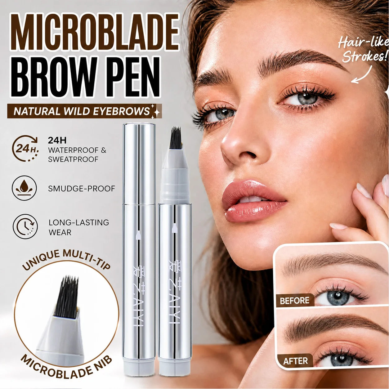 4H Waterproof AIYI Multi-prong Eyebrow Pencil Clearly Defined Qme