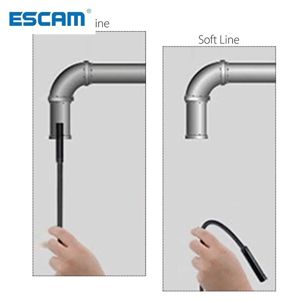 ESCAM 2/5/10M WIFI Endoscope Camera HD 1200P 8mm 8 LED Mini Waterproof Hard Cable Inspection Camera Borescope for Iphone PC IOS Qme