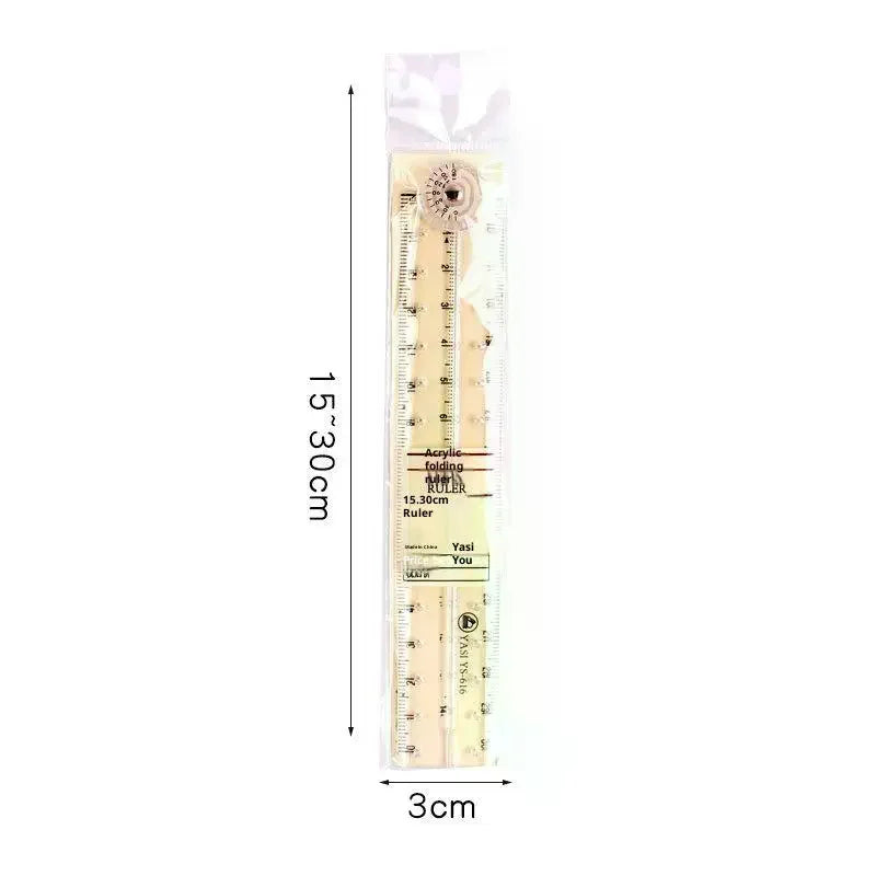 1 2 Acrylic Transparent Folding Ruler Simple Drawing Measuring Rulers Qme