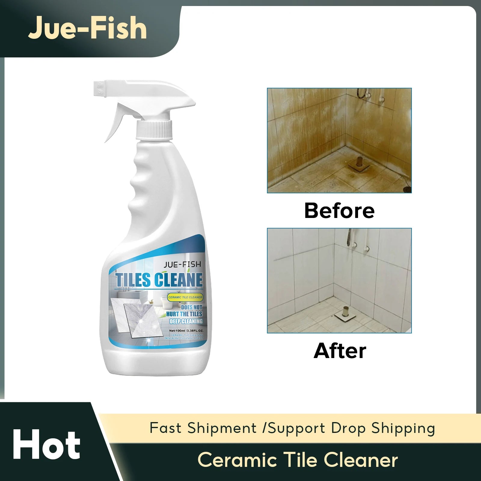Ceramic Tile Cleaner Deep Cleaning Yellowing Dirt Remover Metal Scratch Repair Antibacterial Descaling Agent for Toilet Bathroom Qme
