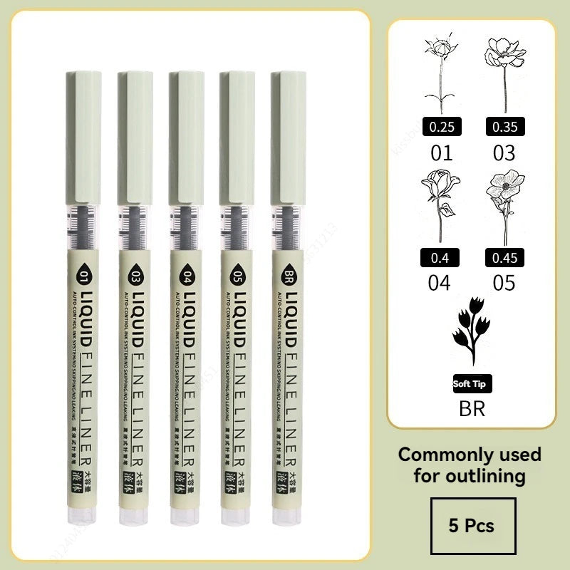 12 Tibs Black Pen Fine Line Sketching Marker Different Tips Fineliner Drawing Pens Manga Art Marker Calligraphy Set Supplies Qme 5 commonly used line