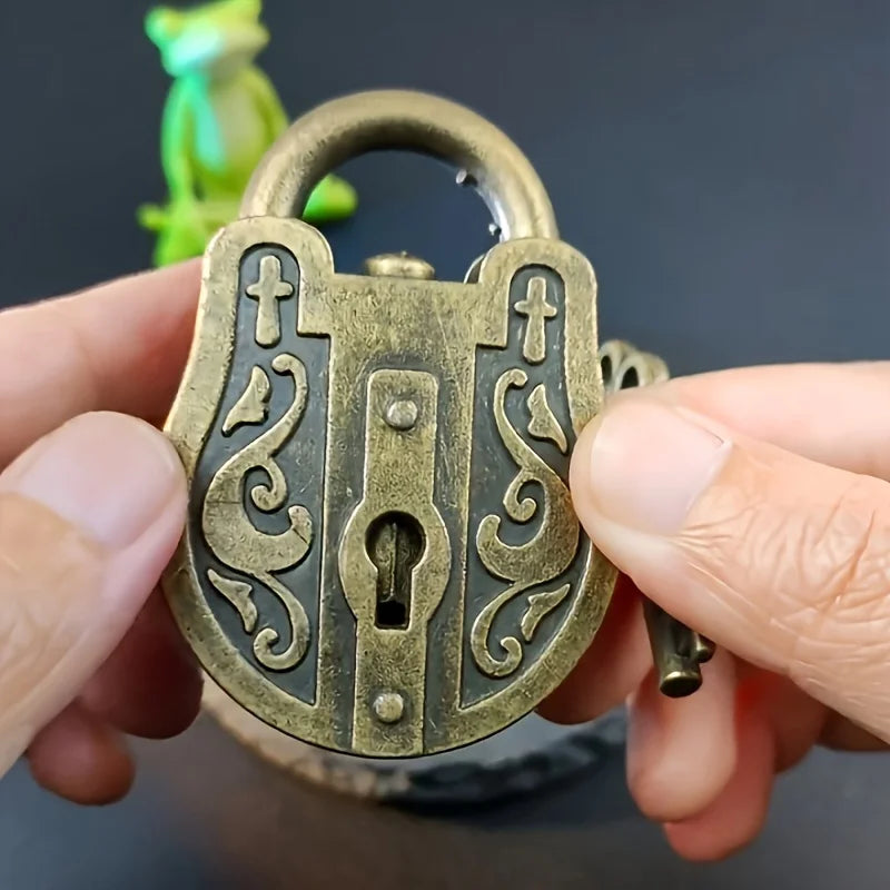 Vintage Alloy 1pc Puzzle Lock With Key - Antique Padlock Brain Teaser Magic Trick， Metal Trick Lock For General Entertainment Qme