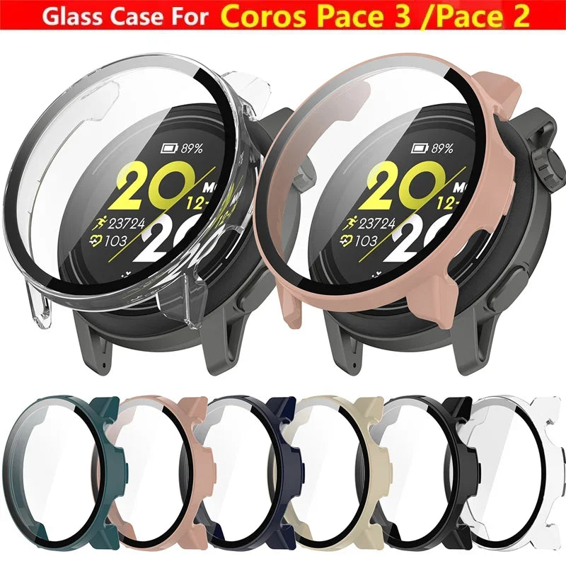 Tempered Glass Case For Coros Pace 3 2 Smart Watch Strap Protective Cover Bumper Pace3 Pace2 Screen Protector Shell Accessories Qme