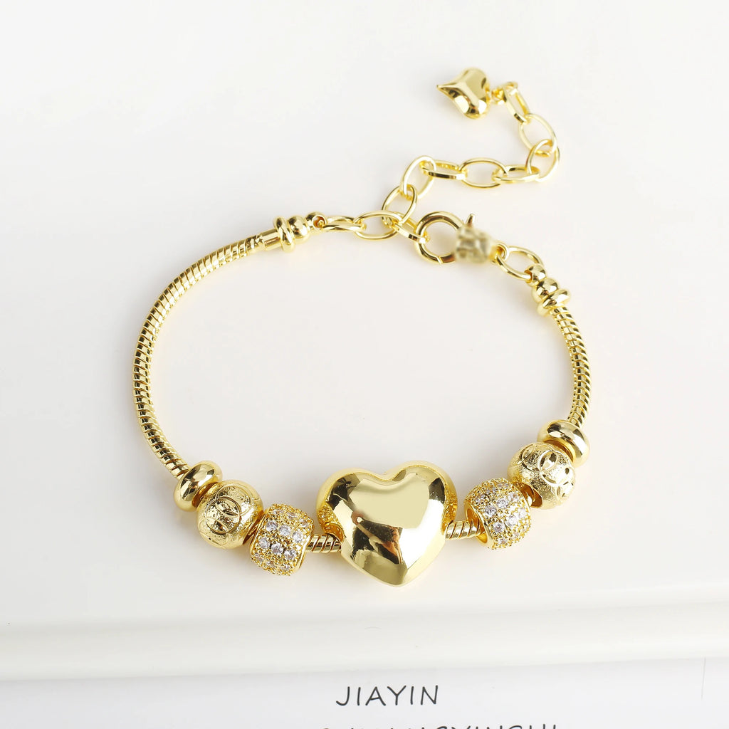 Sweet Romantic Glossy Heart Shape Snake Bone Chain Bracelet Adjustable For Women Wrist Jewelry Engagement Wedding Party Gifts Qme 6