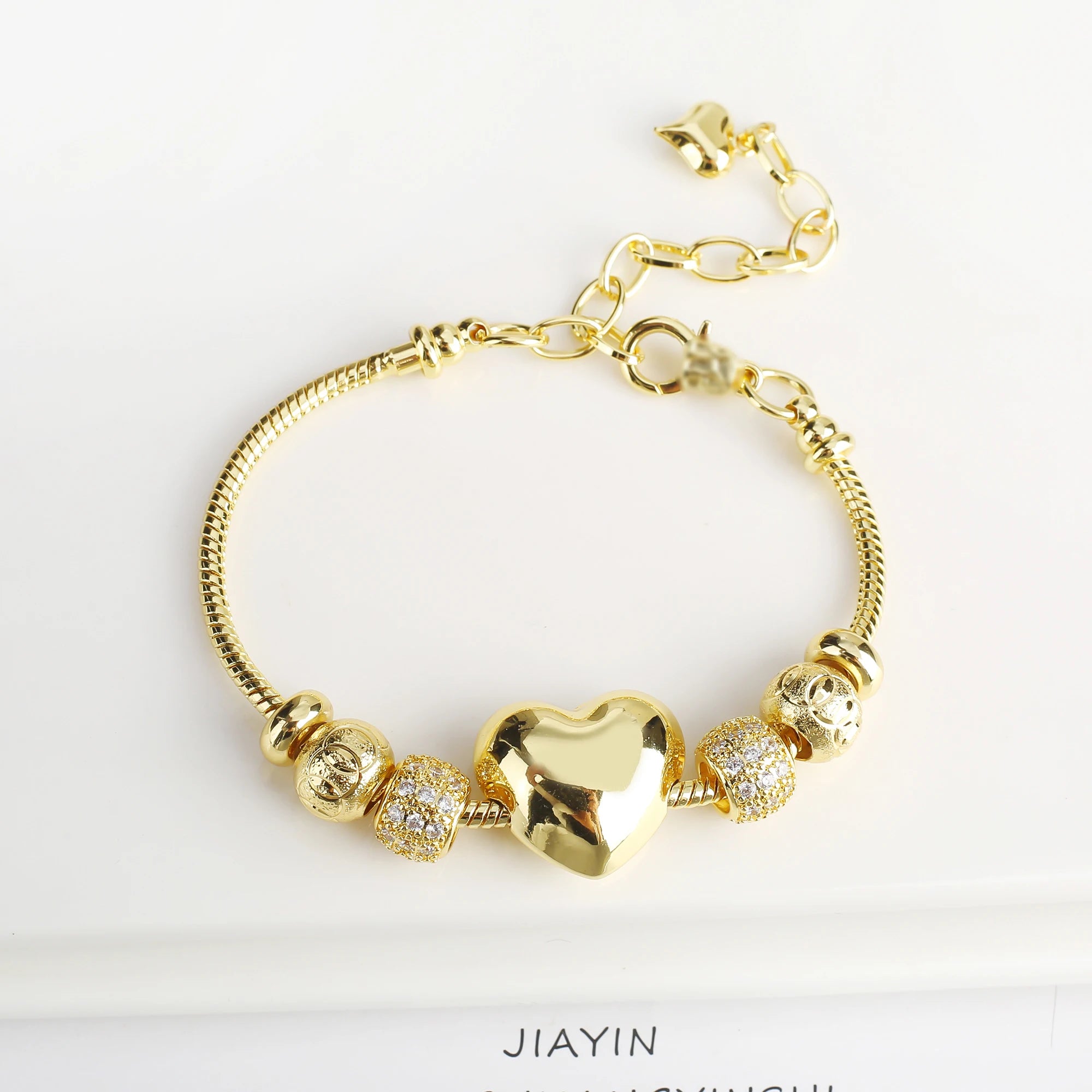 Sweet Romantic Glossy Heart Shape Snake Bone Chain Bracelet Adjustable For Women Wrist Jewelry Engagement Wedding Party Gifts Qme 6