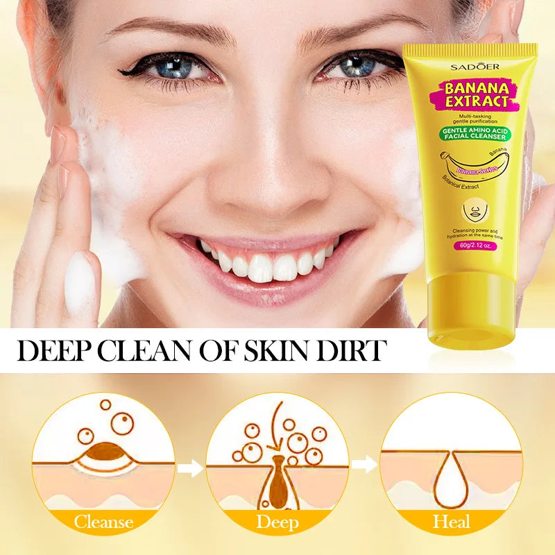 Amino Acid Gentle Facial Cleanser Banana Extract Deeply Cleanses Qme