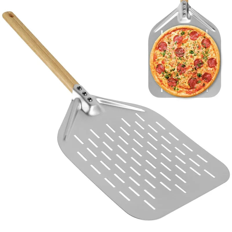 Pizza Shovel Metal Non-stick Peel Wood Handle Transfer Tray Homemade Qme 1Pc 12"