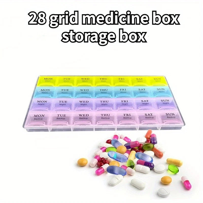Organize Your Medications with This Portable, Large Capacity English Medicine Box - 28 Grids! Qme