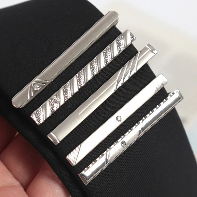 Tie Clips Men Necktie Accessories Fashion Metal Silver Tone Simple Qme