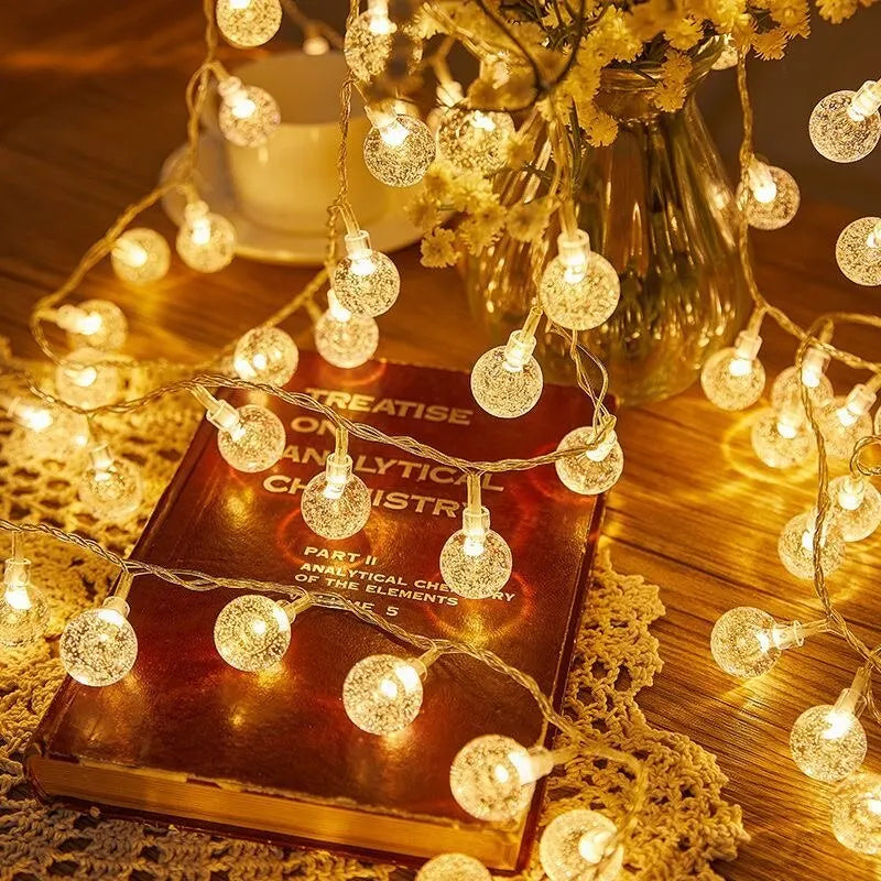 3M LED Light Crystal Ball Outdoor Garden Camping Light String 20 LED Lights Waterproof Garland Light Ramadan Decorations Qme