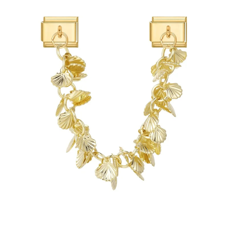 Fashion Bracelet Charms 9mm Full Zircon Shiny Gold Color Tassel Chain Gift for Friend Italian Stainless Steel Jewelry Wholesale Qme S 2