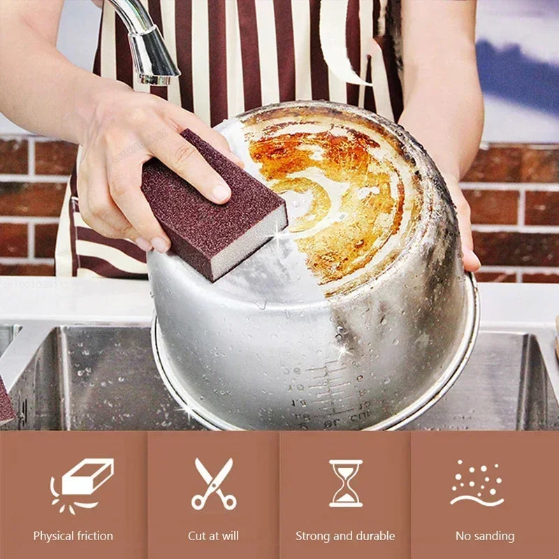8/1Pcs Magic Sponge Eraser Carborundum Removing Rust Cleaning Brush Descaling Clean Rub for Cooktop Pot Kitchen Sponge Qme