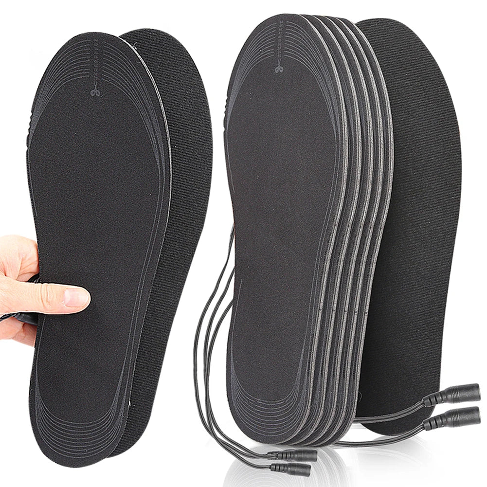 USB Heated Shoe Insoles Electric Heated Shoes Pad Cuttable Foot Warming Pad Rechargeable Foot Warmer for Skiing Hiking Qme