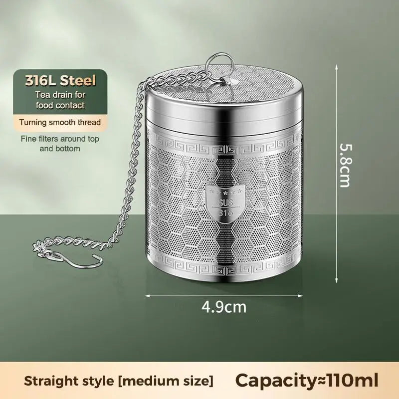 316 Stainless Steel Tea Infuser With Ultra Fine Mesh Extender Chain For Home Office Travel Brewing Loose Leaf Tea Qme A7