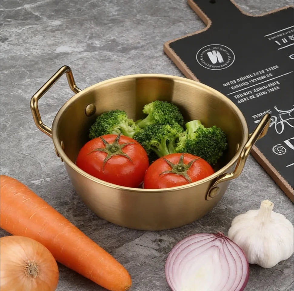 304 Stainless Steel Double Ear Snack Plate Gold and Silver Seasoning Sauce Dipping, Pickle Plate Qme