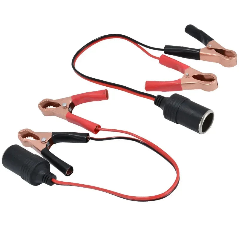 Car Battery Terminal Clamp Clip Cigarette Lighter Power Socket Adaptor 12V Camping Battery Pump Power Adapter Splitter Qme
