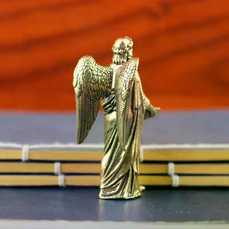 Brass Angel Statue Figurines, Desktop Decorations, Creative Crafts, Small Bronze Ornaments For Home Decor Qme